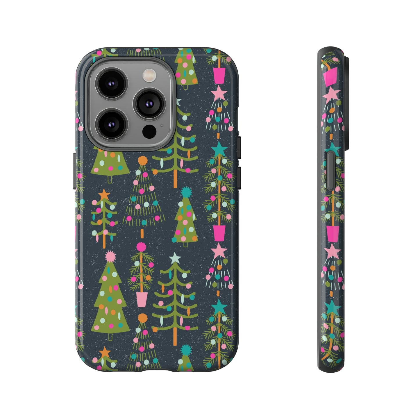 Blue Christmas Tree Pattern - iPhone Case