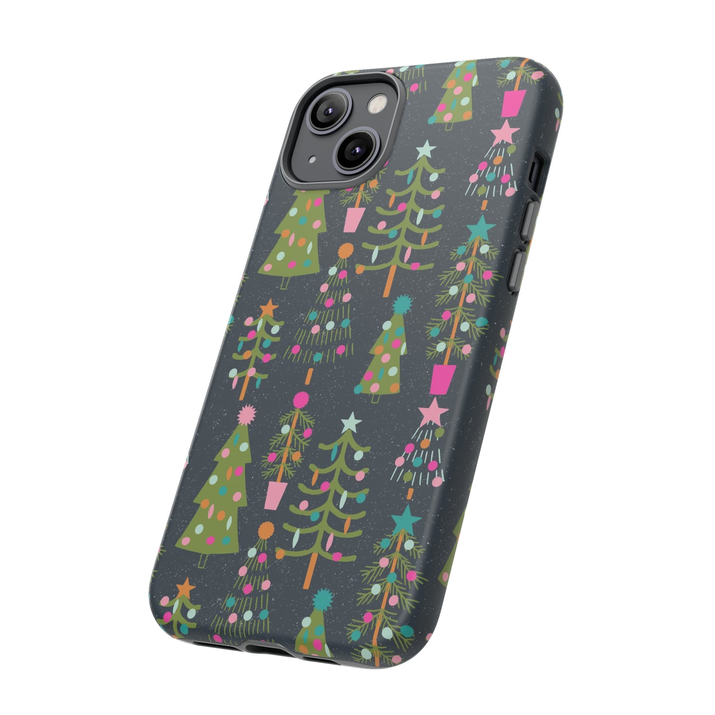 Blue Christmas Tree Pattern - iPhone Case