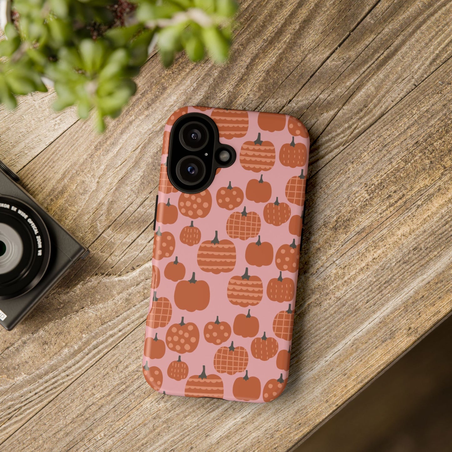 Fall Pumpkins with Pink Background - iPhone Case