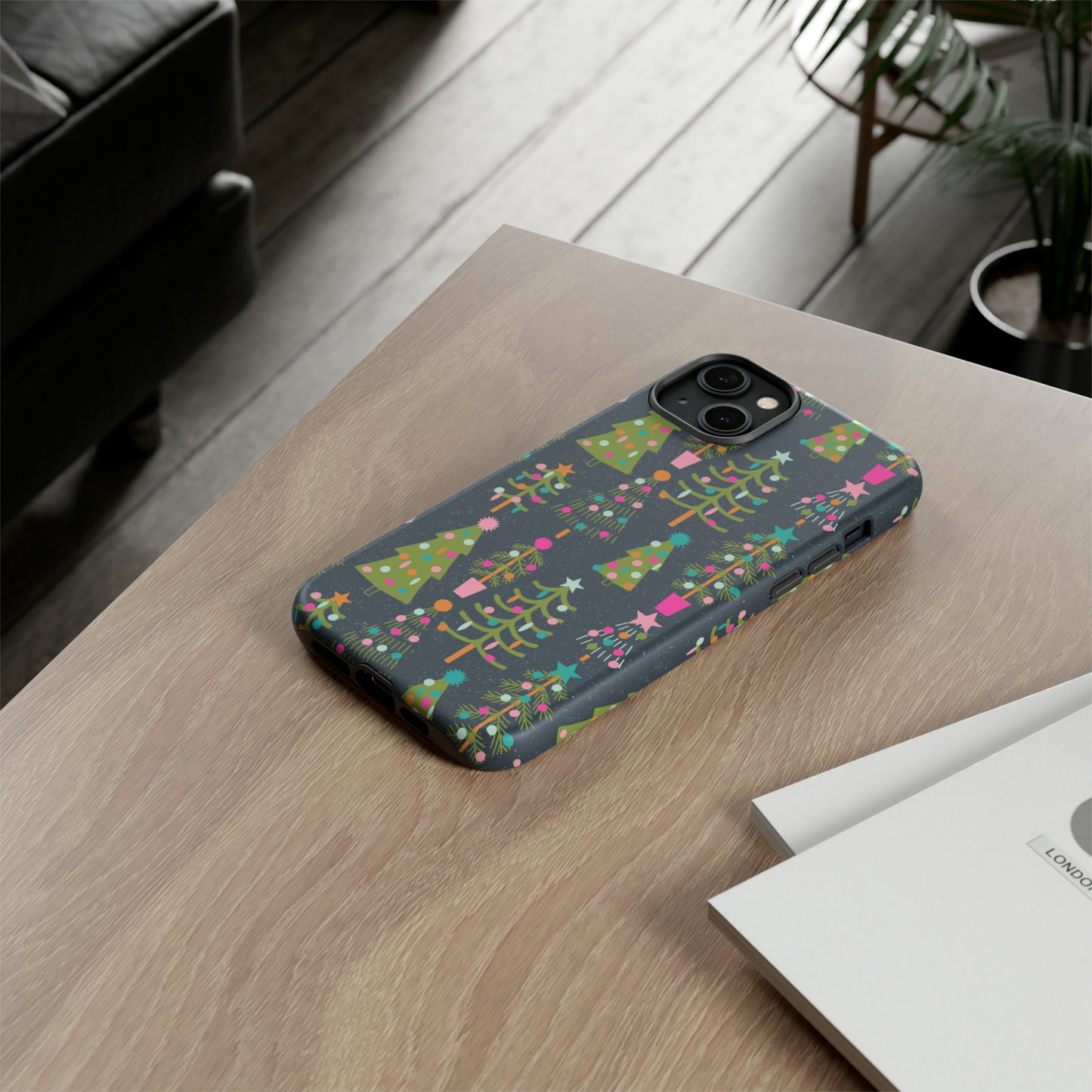 Blue Christmas Tree Pattern - iPhone Case