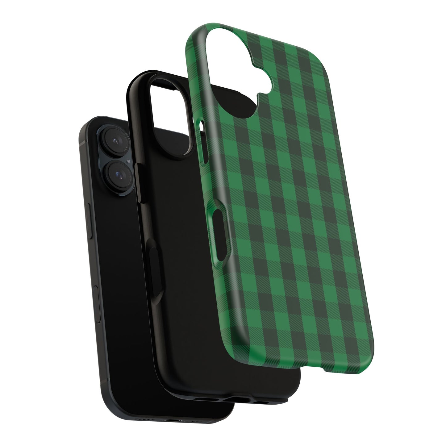 Dark Green Christmas Gingham - iPhone Case