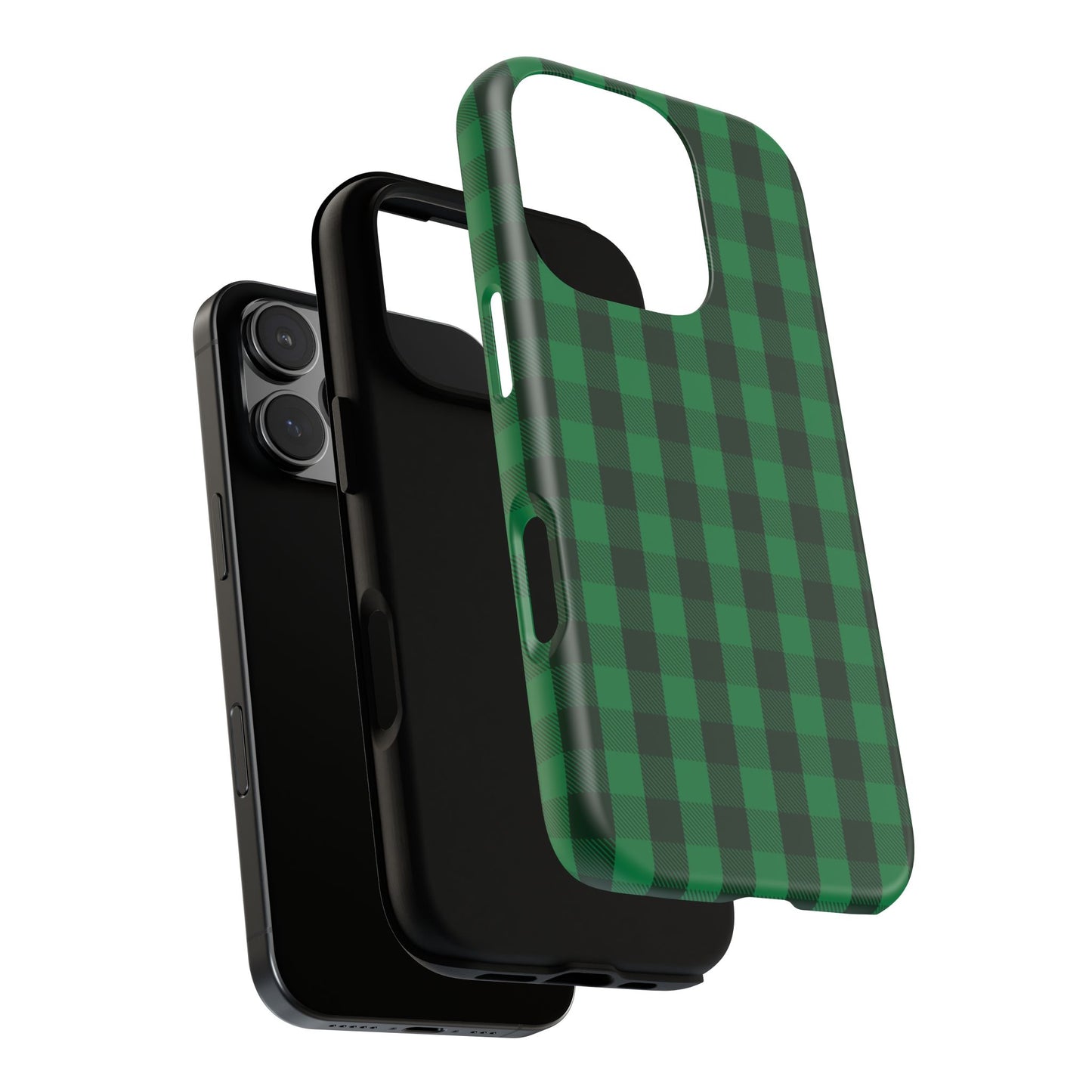 Dark Green Christmas Gingham - iPhone Case