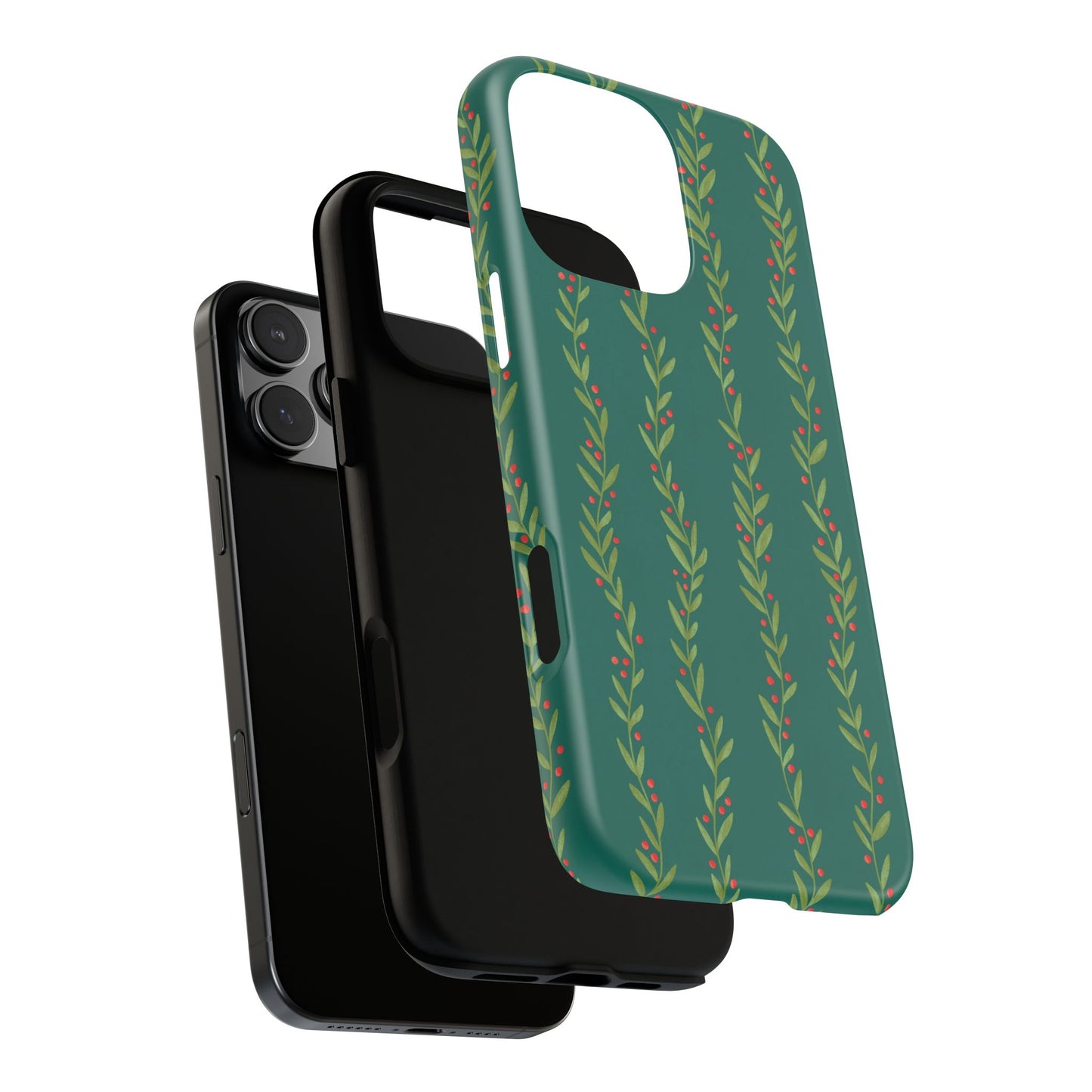 Green Christmas Holly Garland - iPhone Case