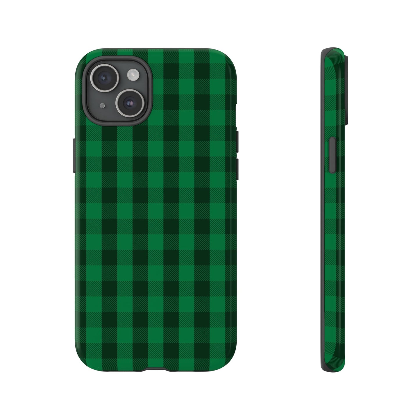 Dark Green Christmas Gingham - iPhone Case