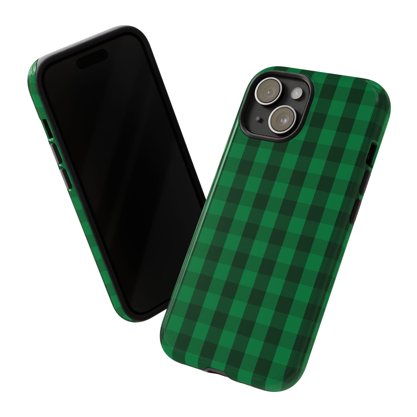 Dark Green Christmas Gingham - iPhone Case