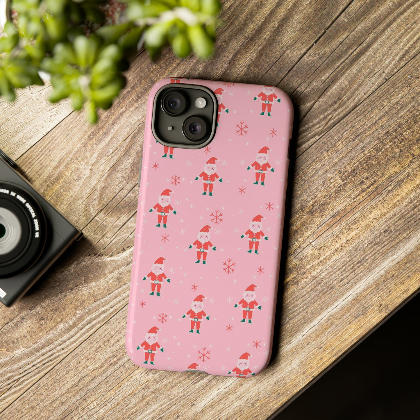 Pink Santa Pattern - iPhone Case