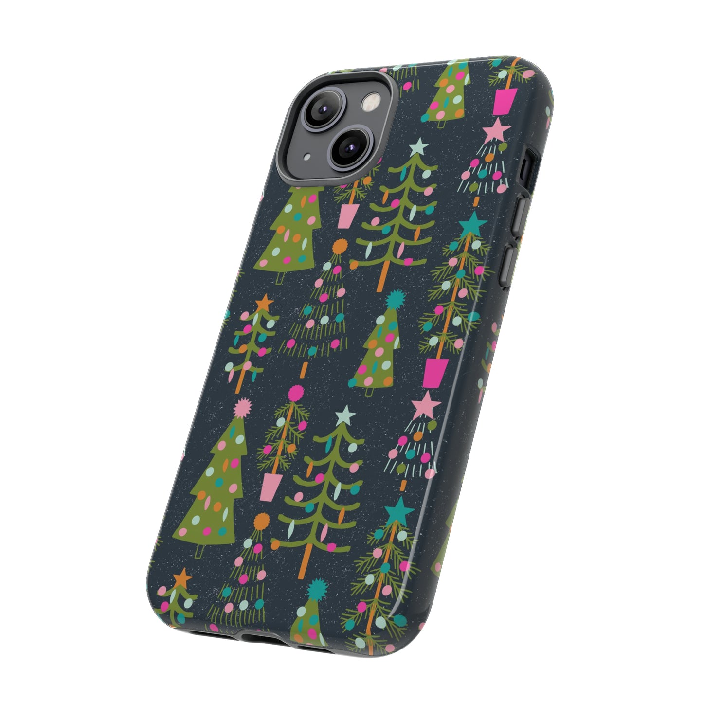 Blue Christmas Tree Pattern - iPhone Case