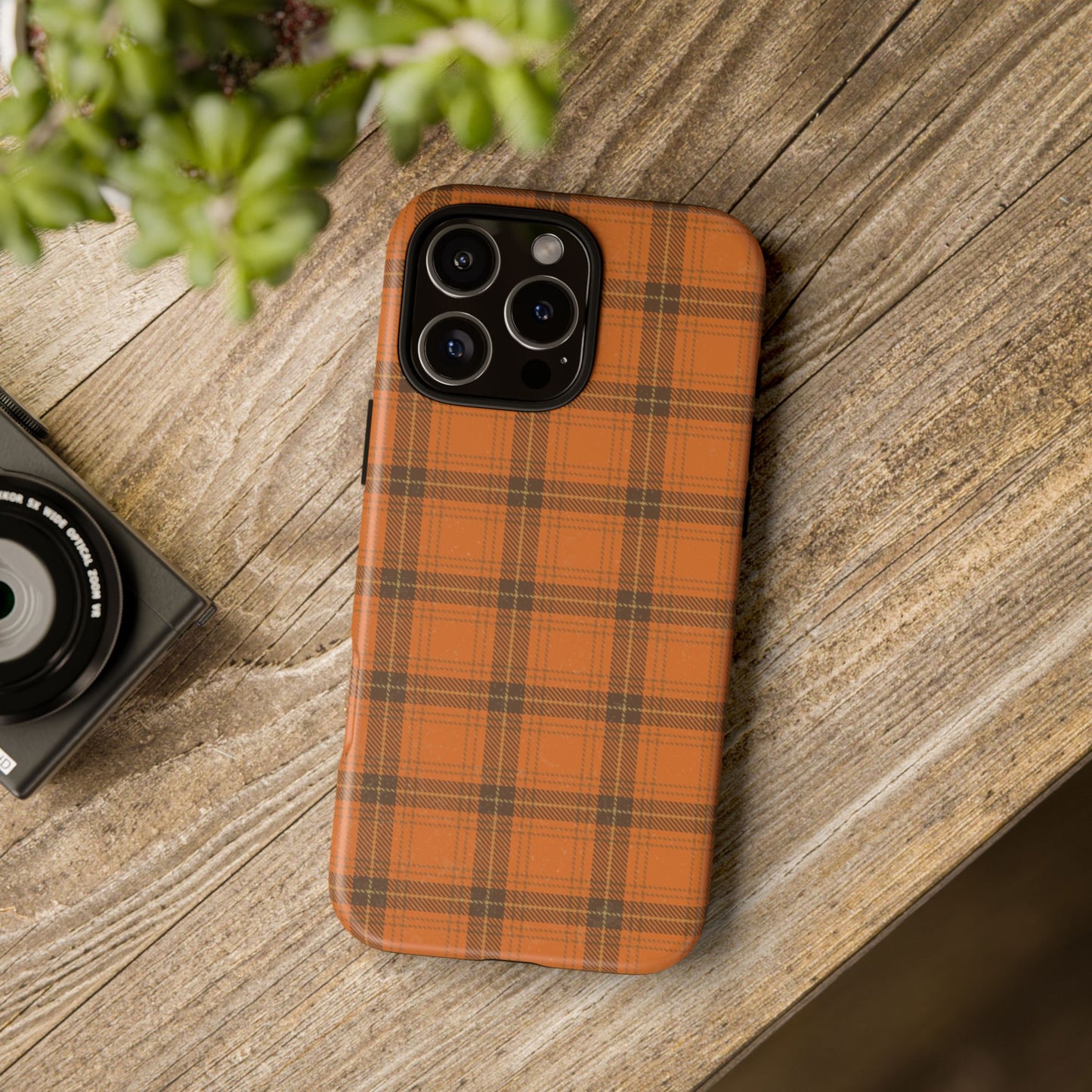 Autumn Orange Plaid - iPhone Case