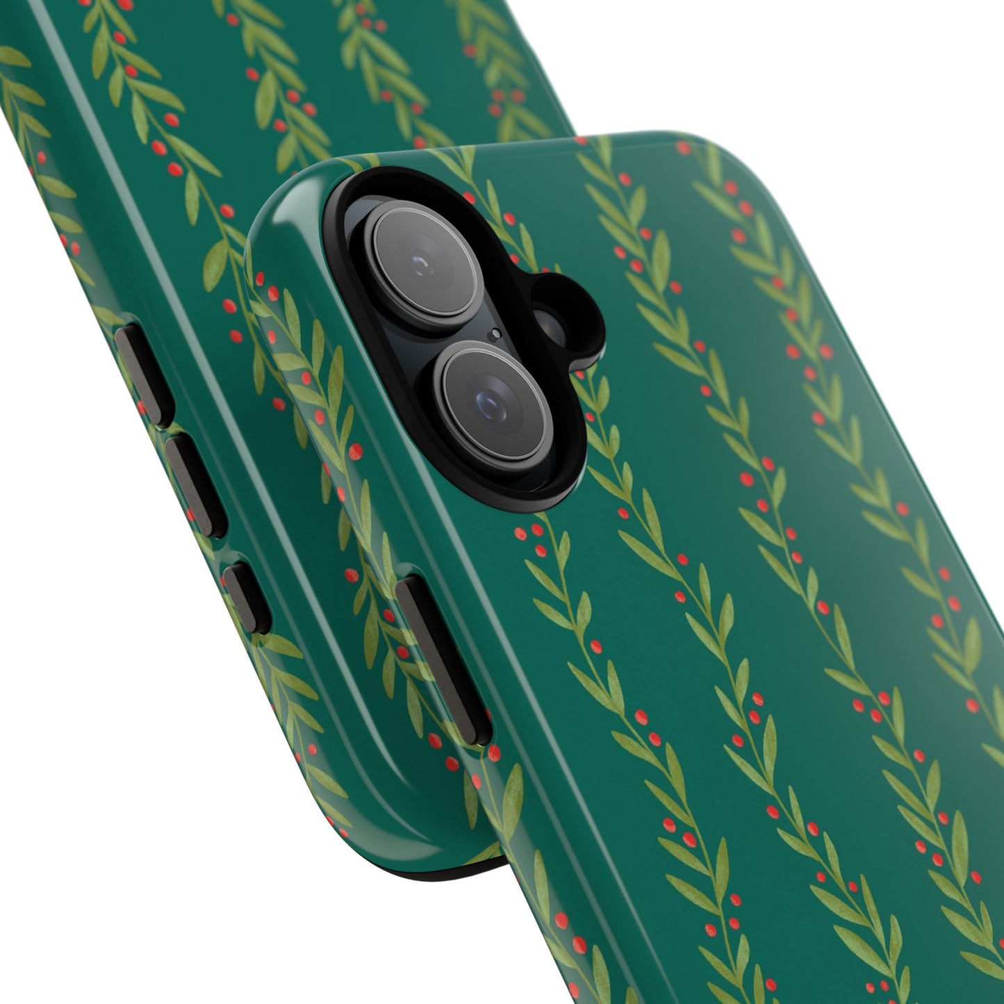 Green Christmas Holly Garland - iPhone Case
