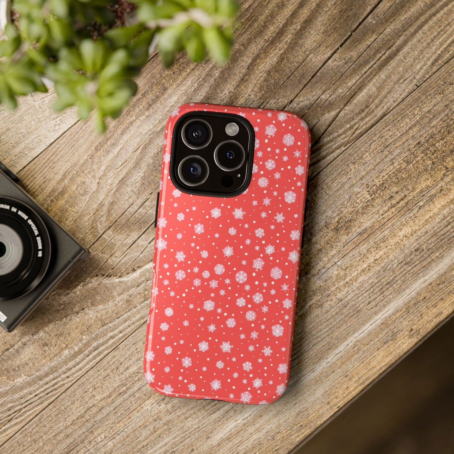 Winter Christmas Snowflakes Red - iPhone Case