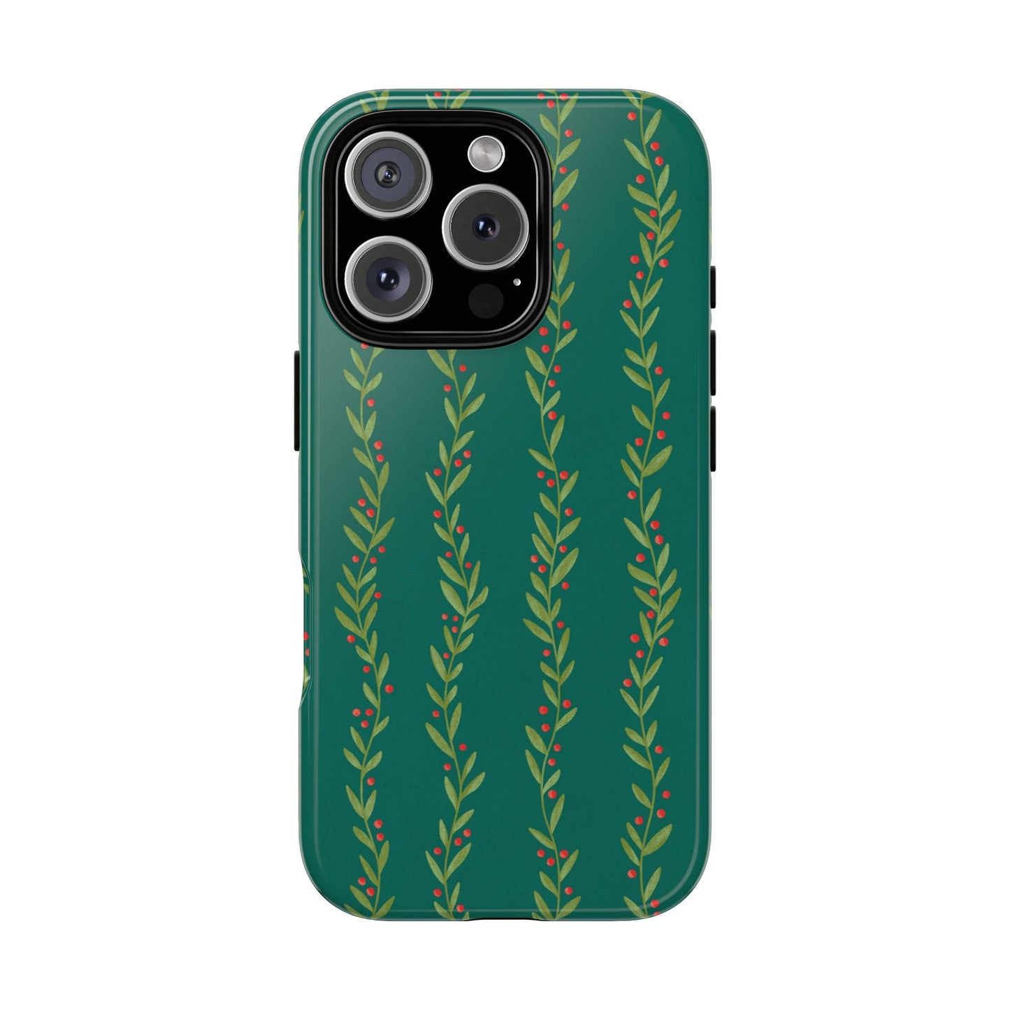 Green Christmas Holly Garland - iPhone Case