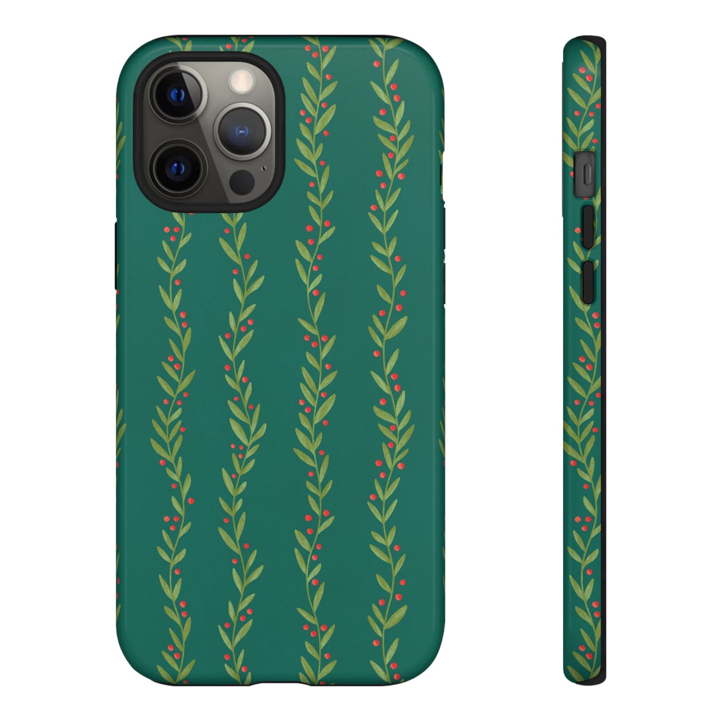 Green Christmas Holly Garland - iPhone Case