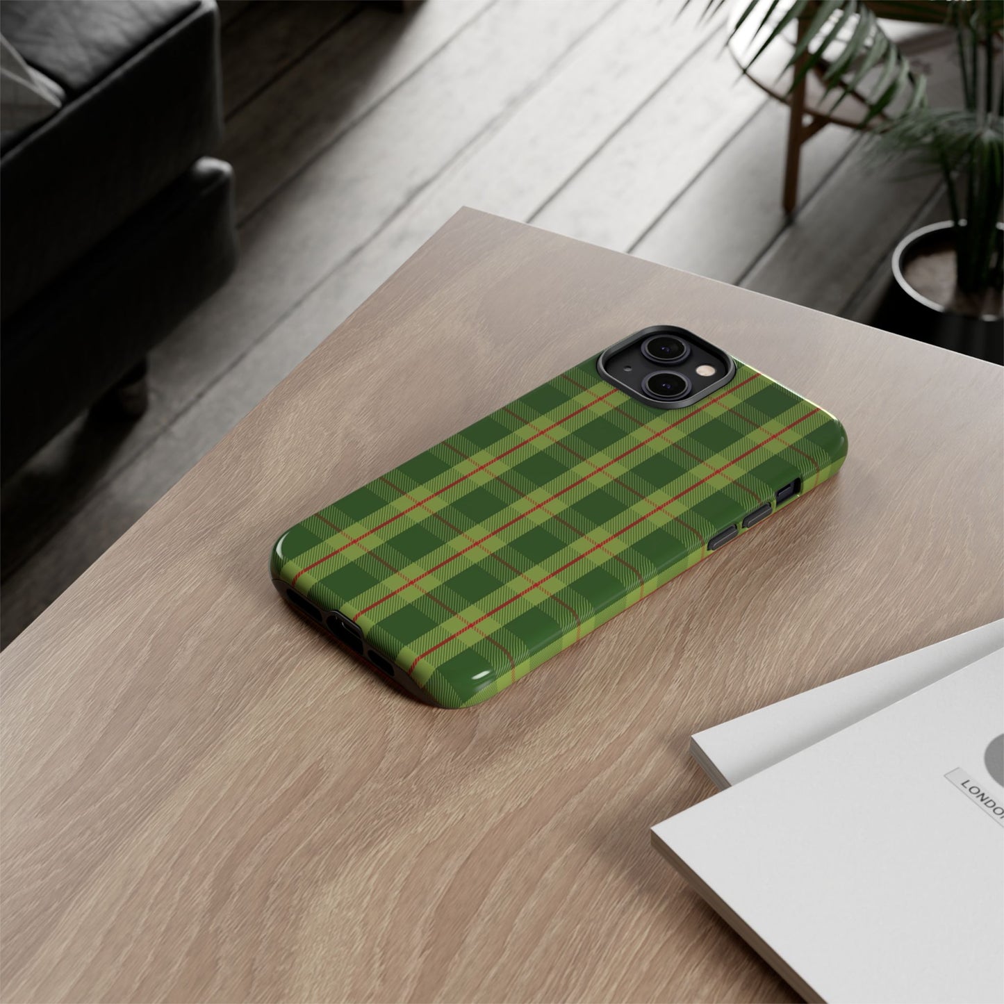 Green and Red Christmas Plaid Pattern - iPhone Case