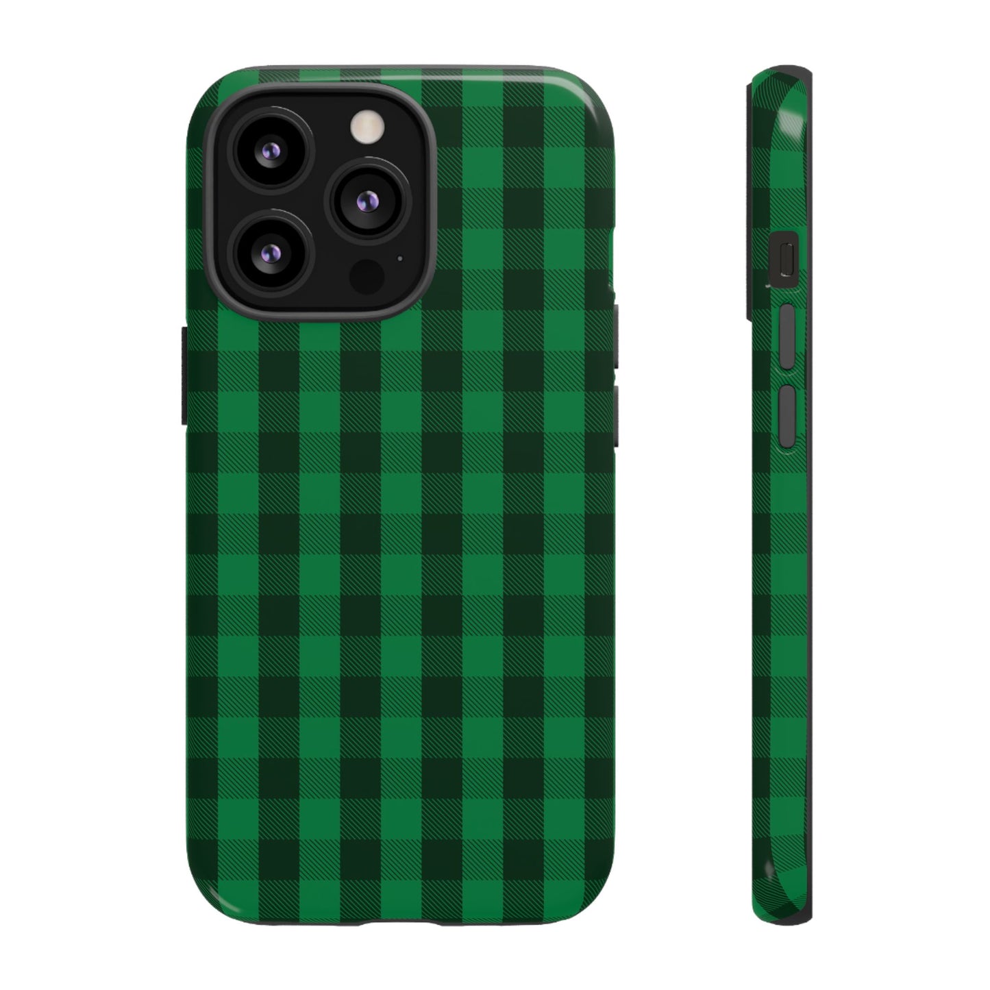 Dark Green Christmas Gingham - iPhone Case