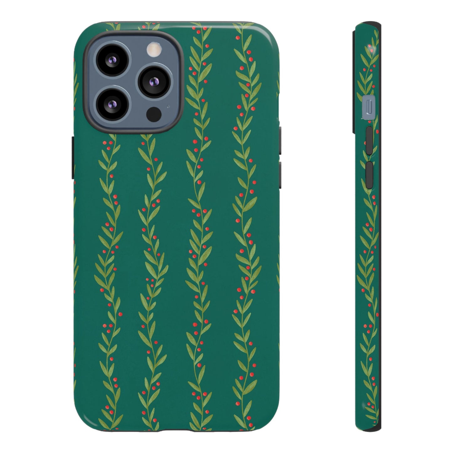 Green Christmas Holly Garland - iPhone Case