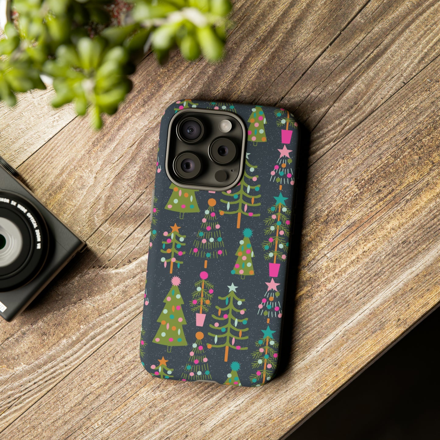 Blue Christmas Tree Pattern - iPhone Case