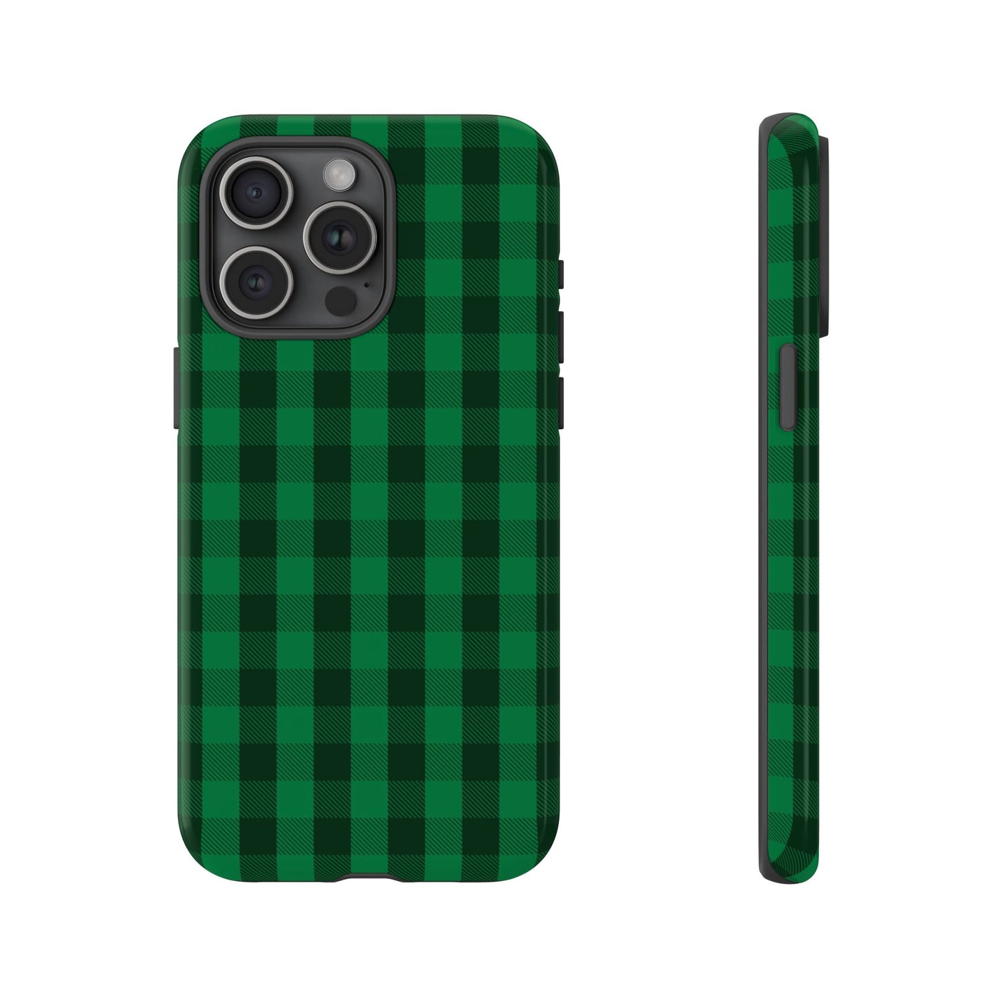 Dark Green Christmas Gingham - iPhone Case