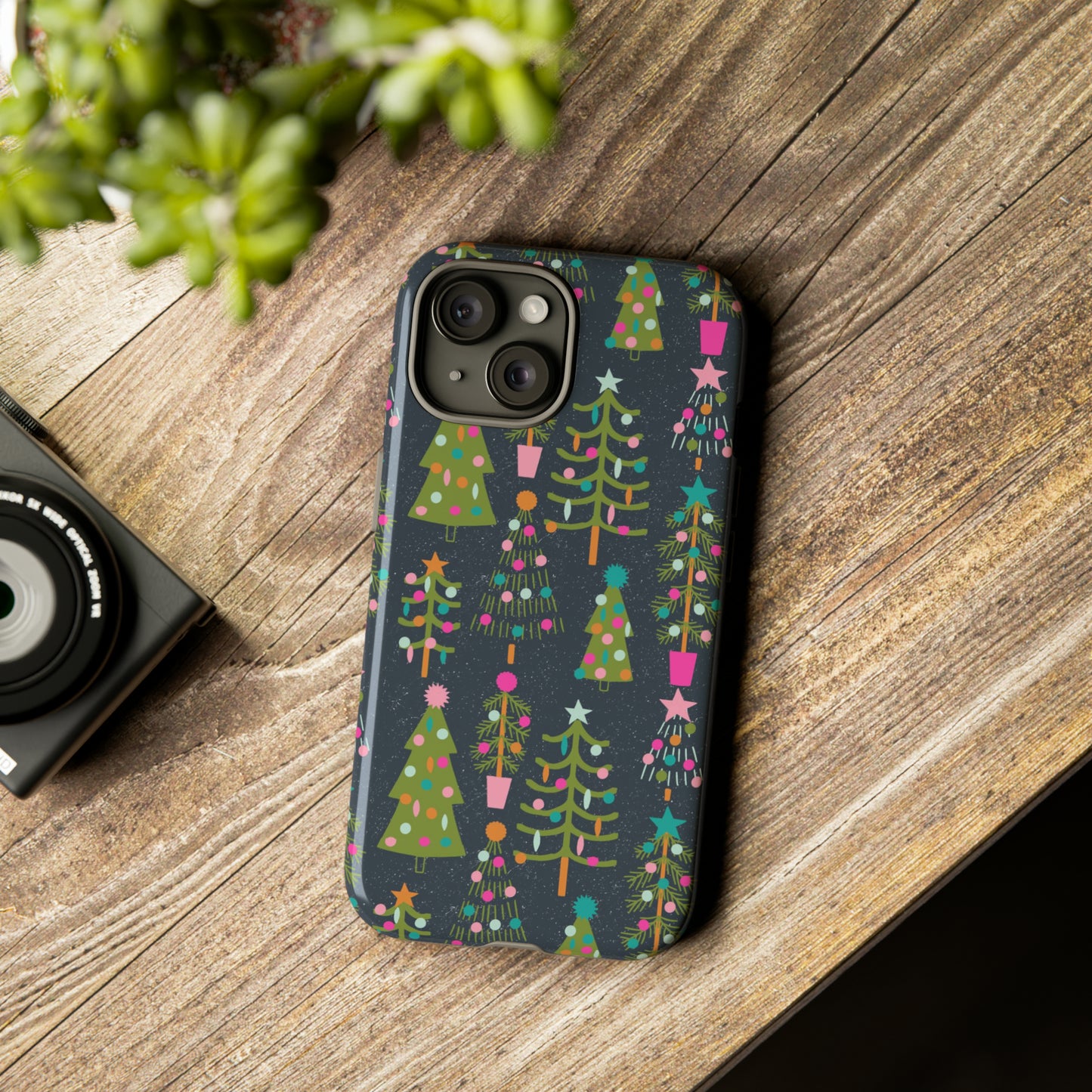 Blue Christmas Tree Pattern - iPhone Case