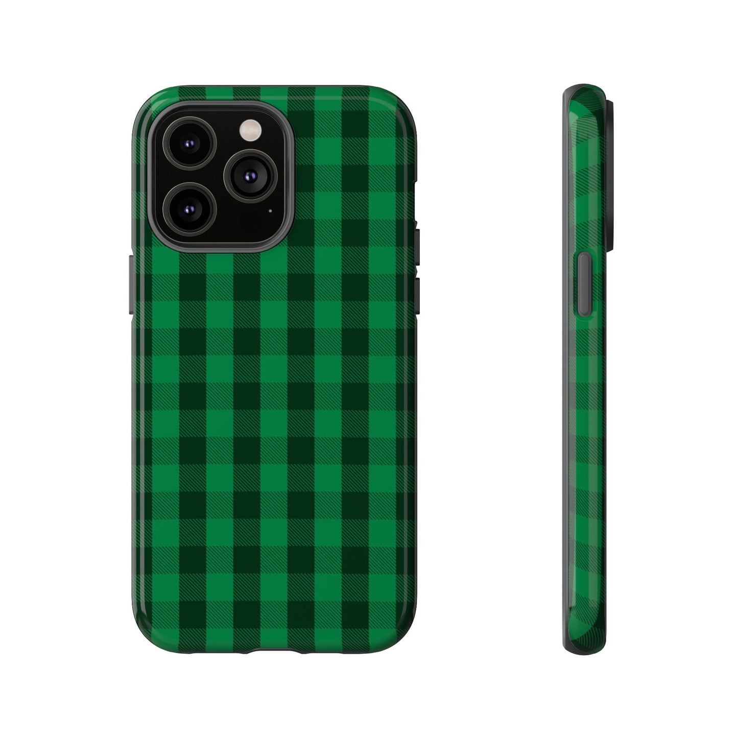Dark Green Christmas Gingham - iPhone Case