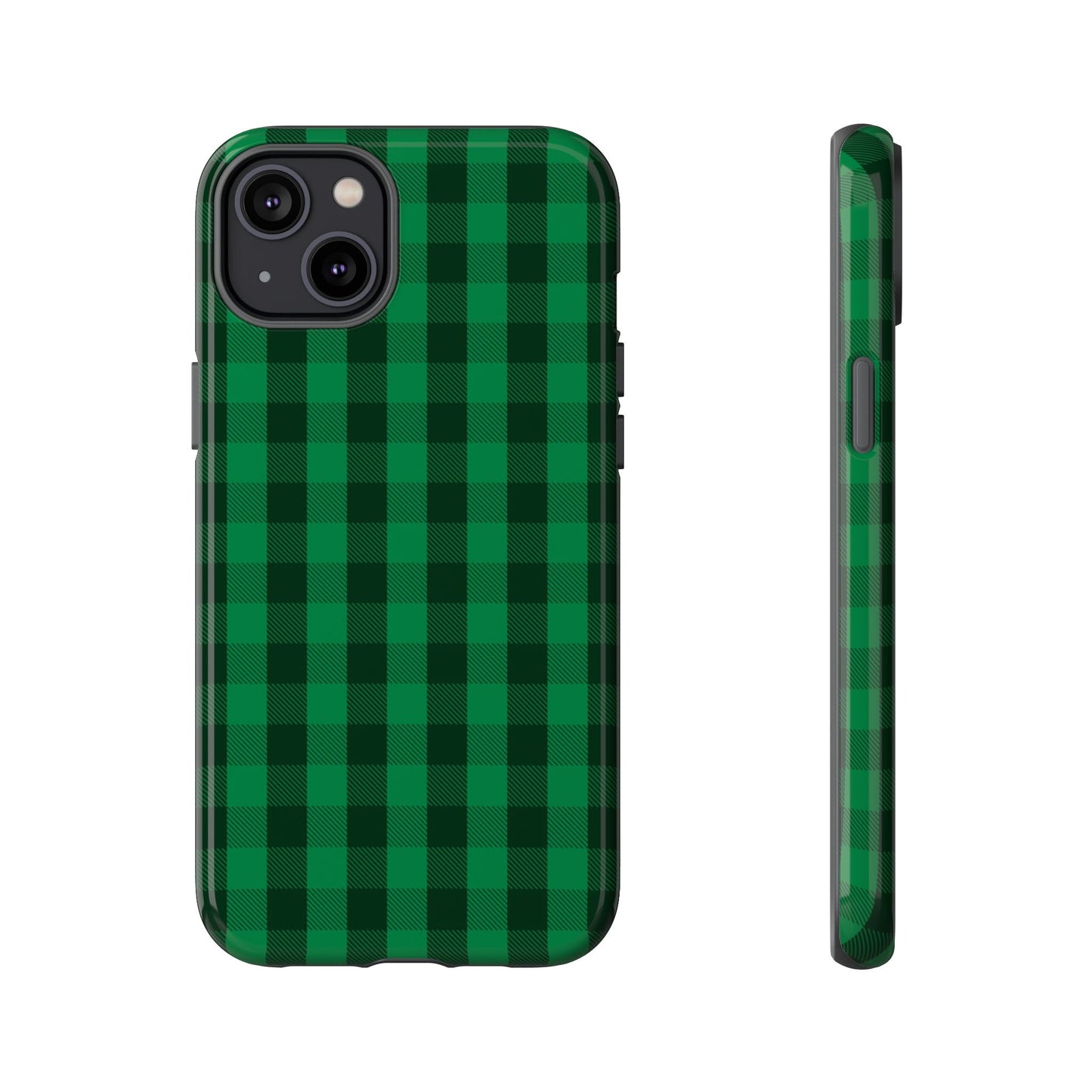 Dark Green Christmas Gingham - iPhone Case