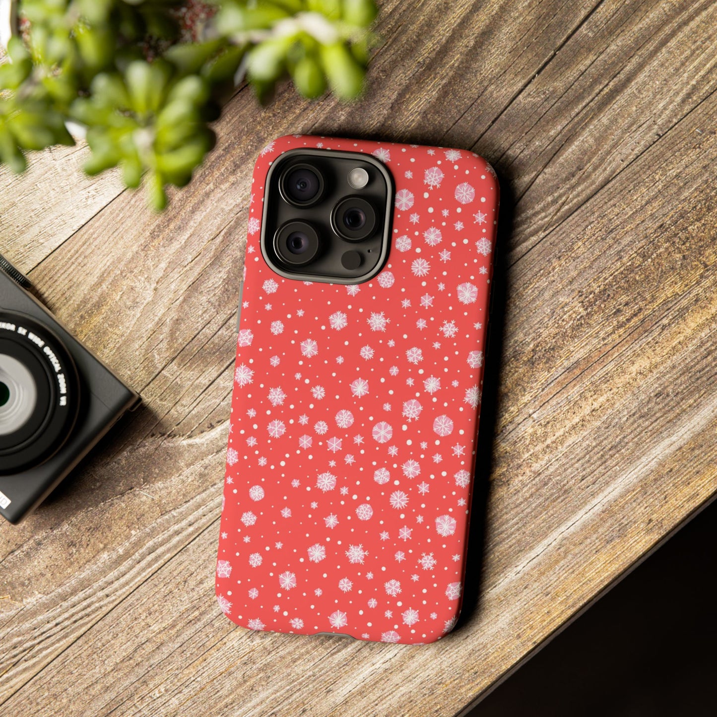 Winter Christmas Snowflakes Red - iPhone Case