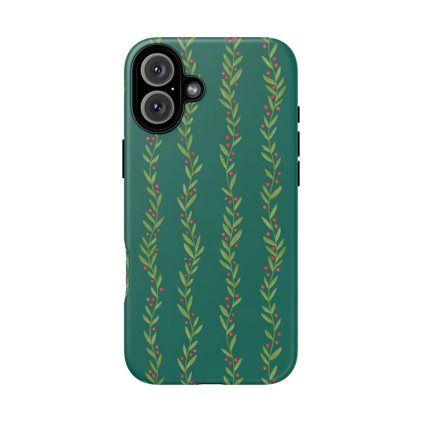 Green Christmas Holly Garland - iPhone Case