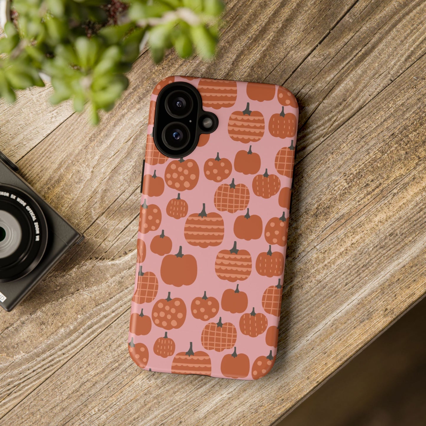 Fall Pumpkins with Pink Background - iPhone Case