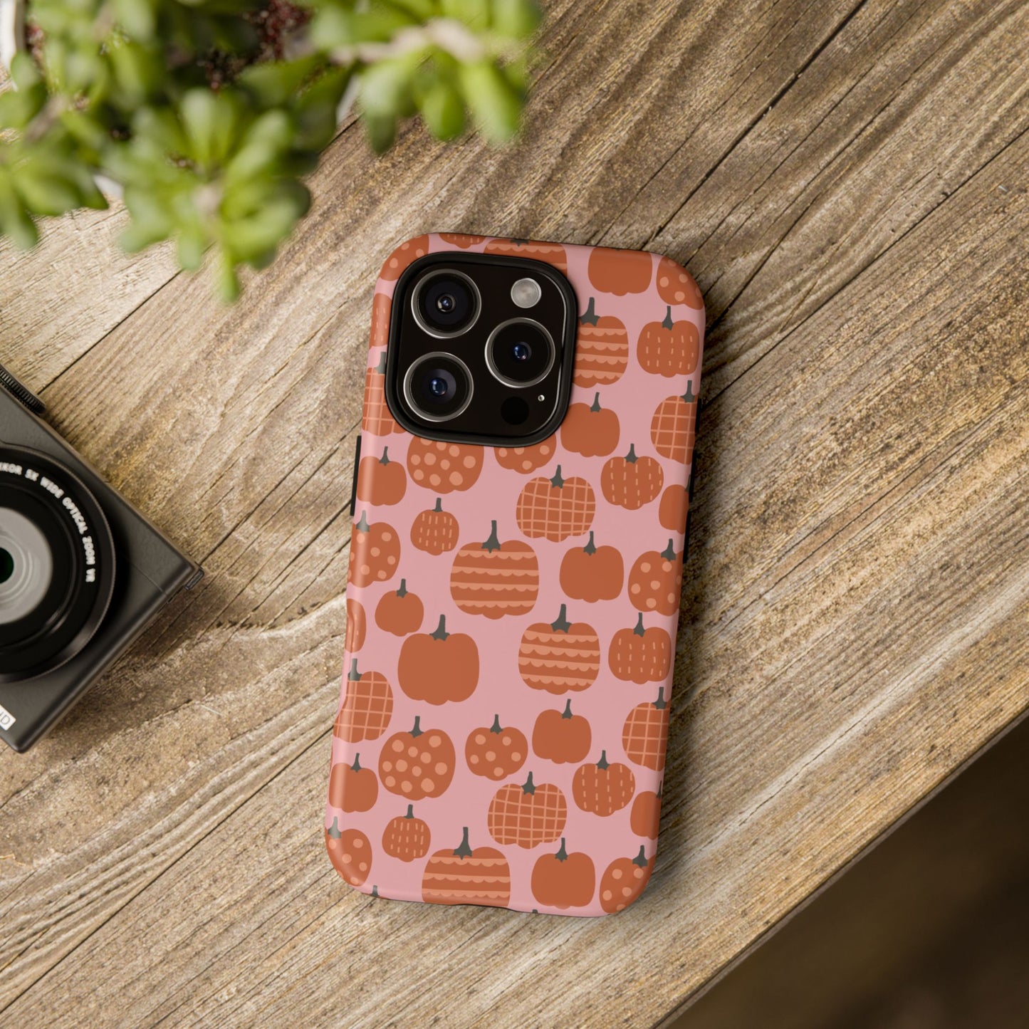 Fall Pumpkins with Pink Background - iPhone Case