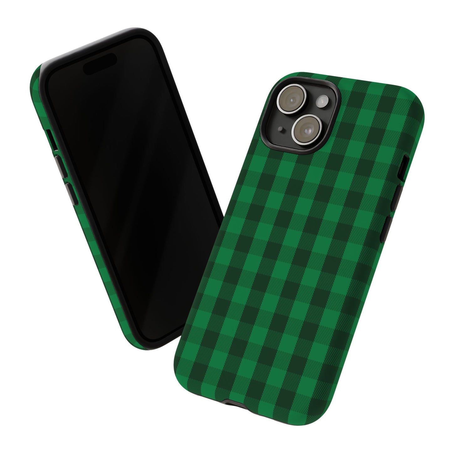Dark Green Christmas Gingham - iPhone Case