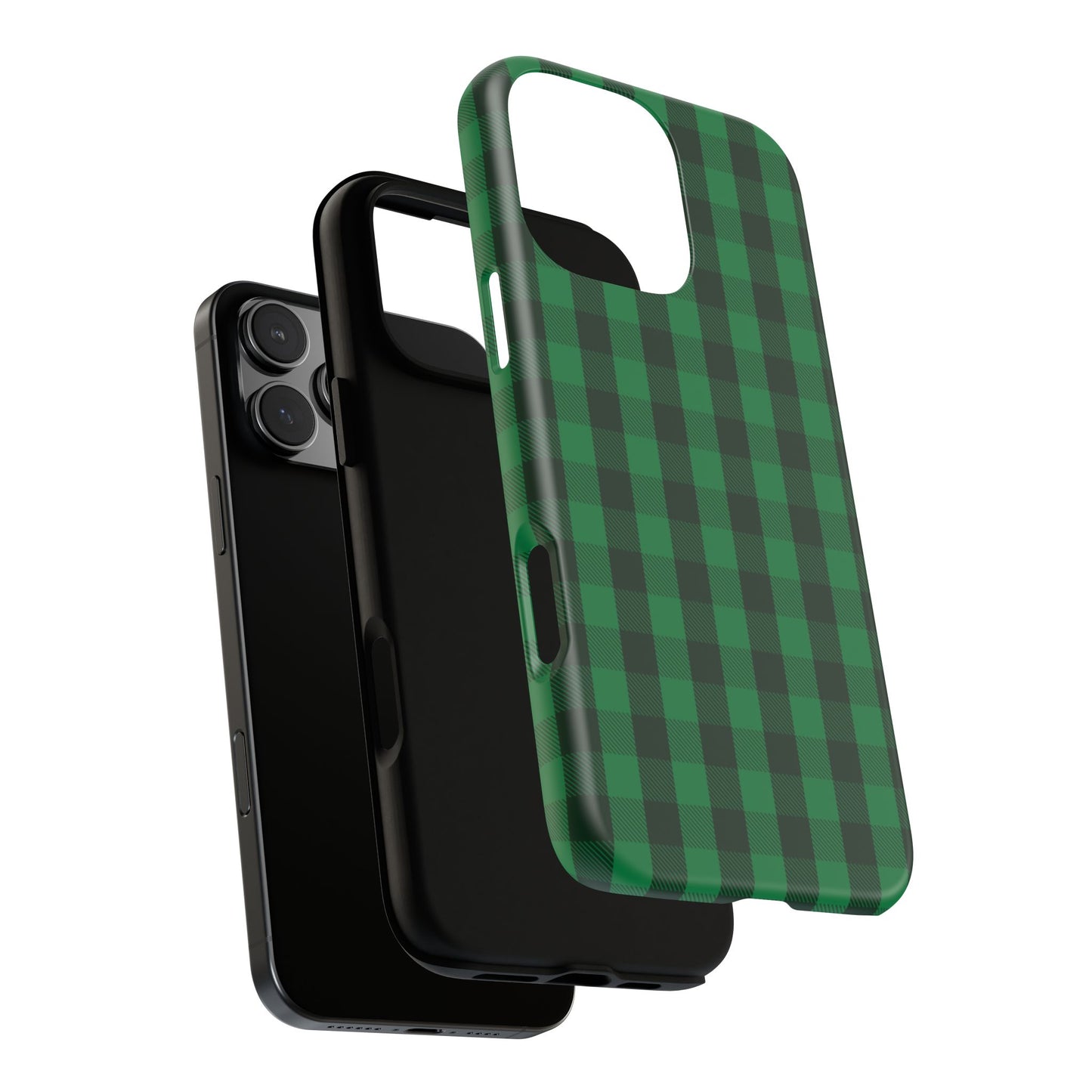 Dark Green Christmas Gingham - iPhone Case
