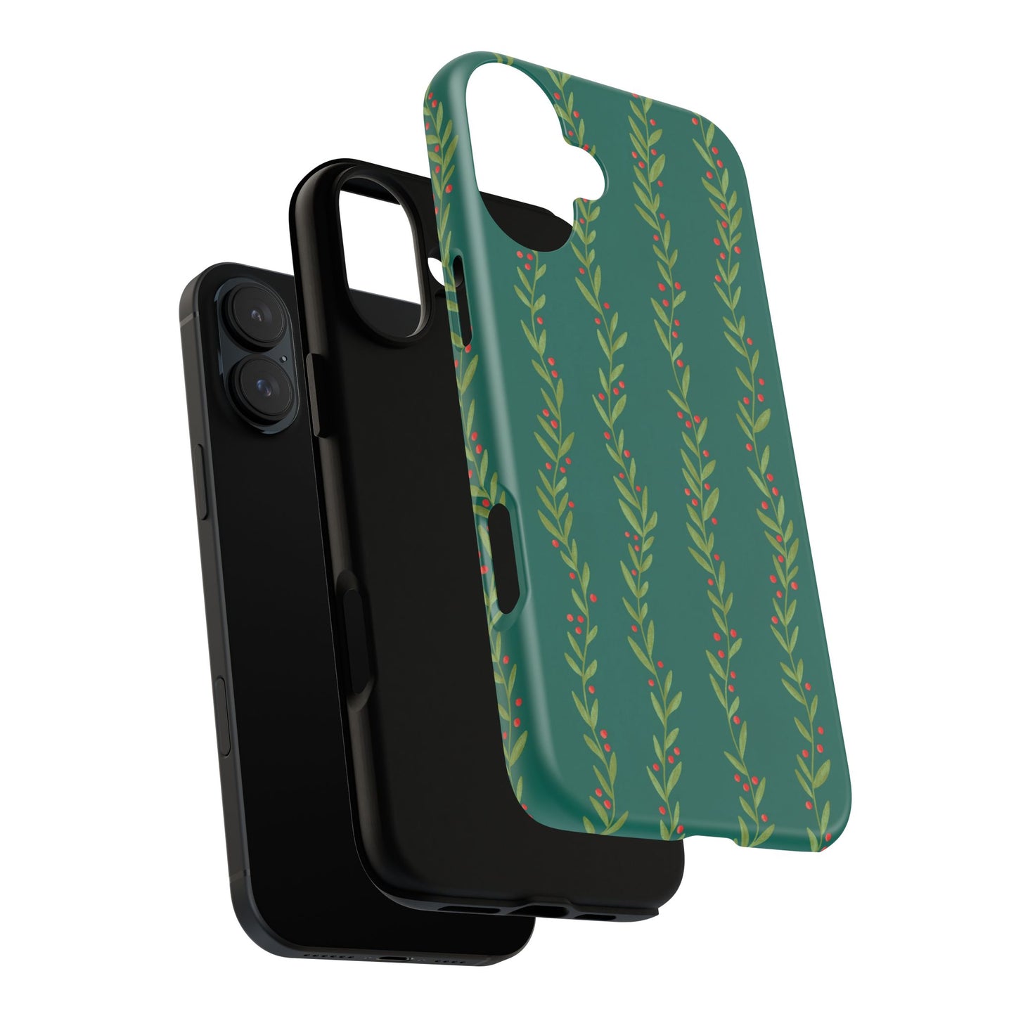 Green Christmas Holly Garland - iPhone Case