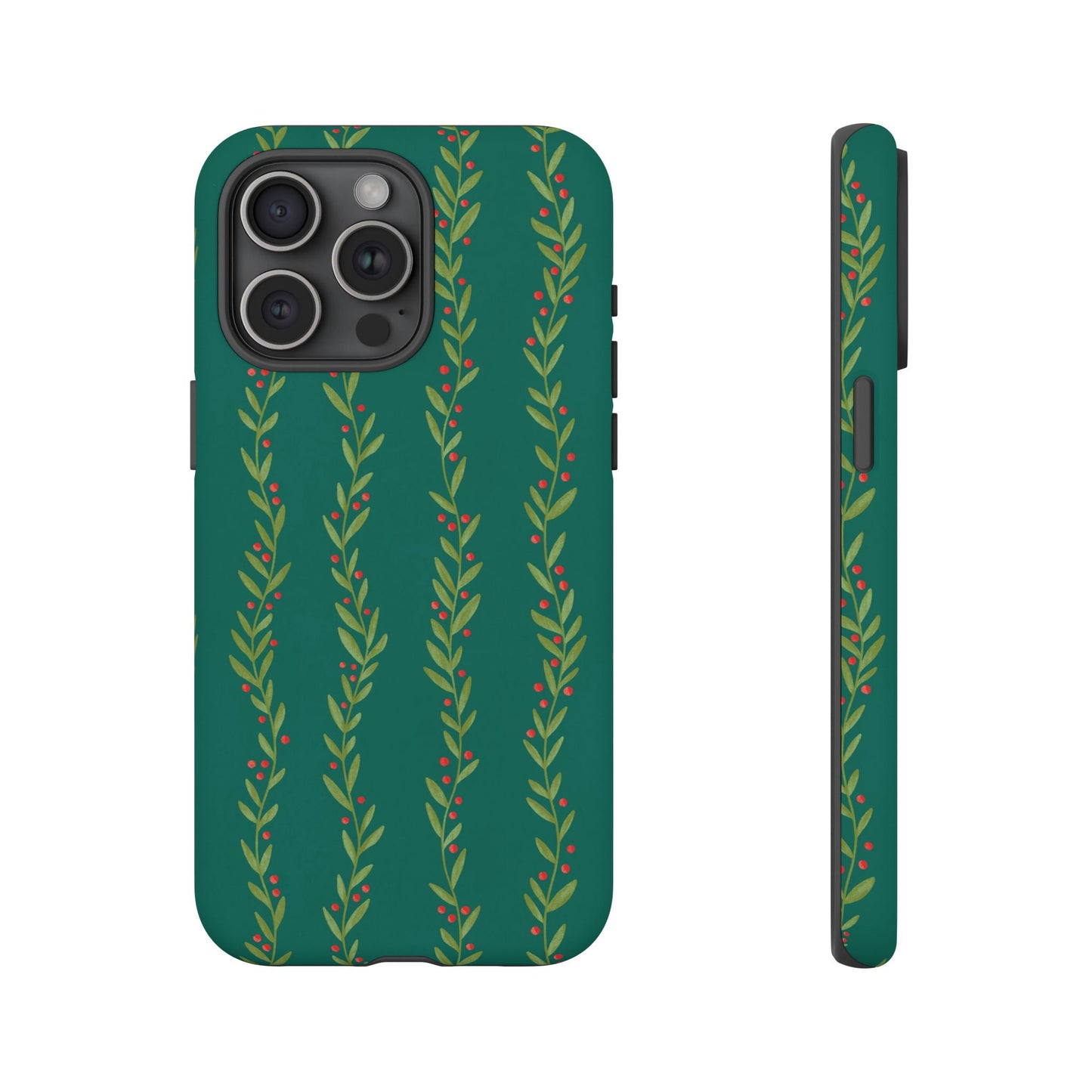 Green Christmas Holly Garland - iPhone Case