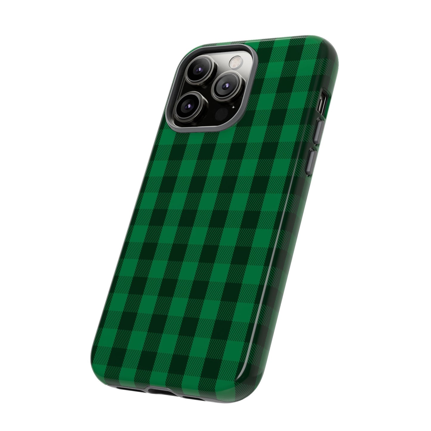 Dark Green Christmas Gingham - iPhone Case