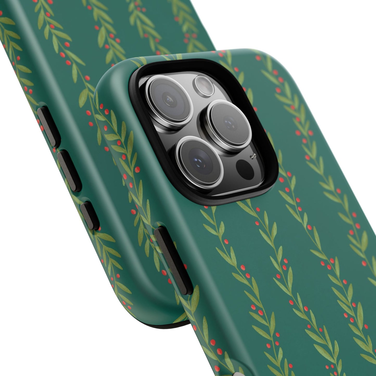Green Christmas Holly Garland - iPhone Case