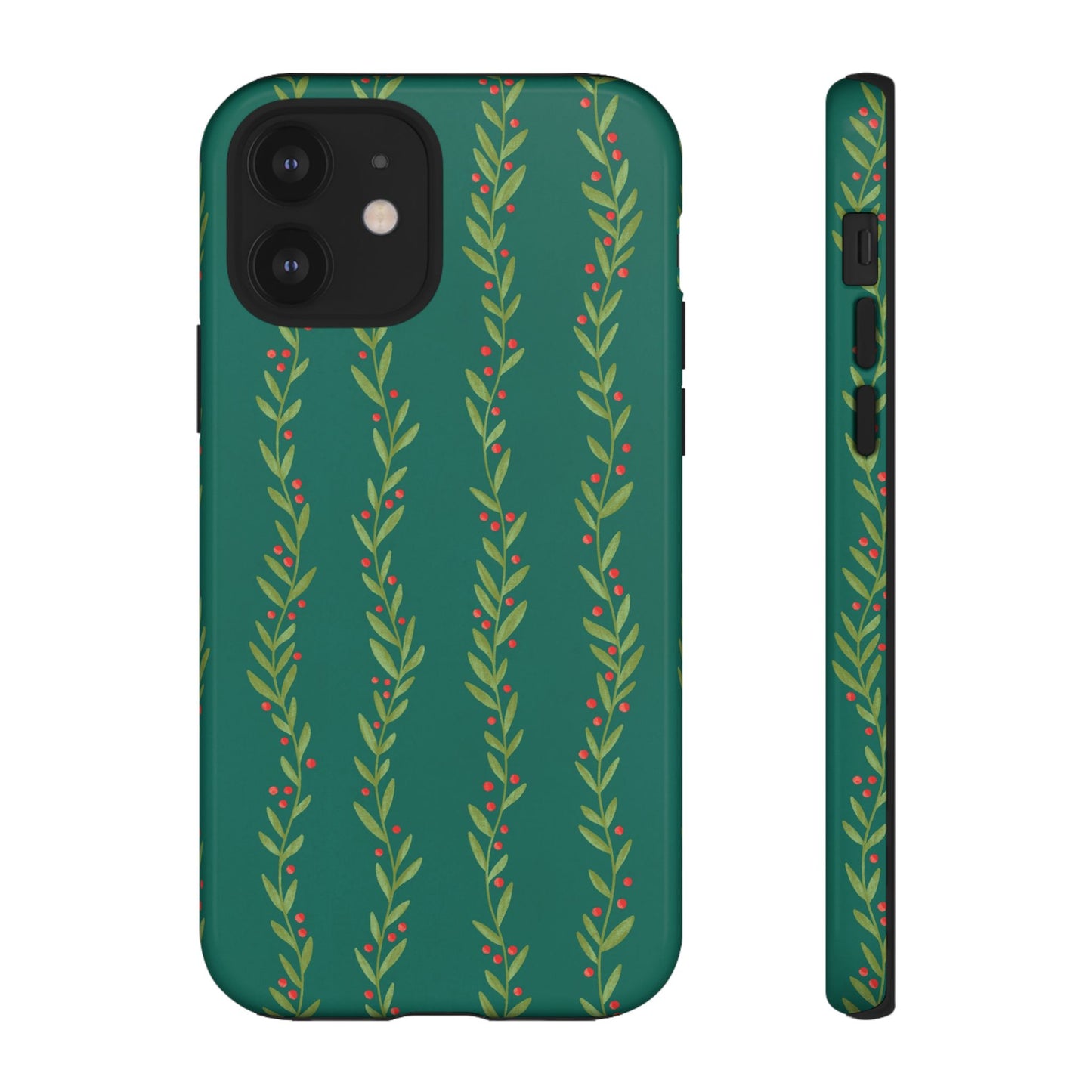 Green Christmas Holly Garland - iPhone Case