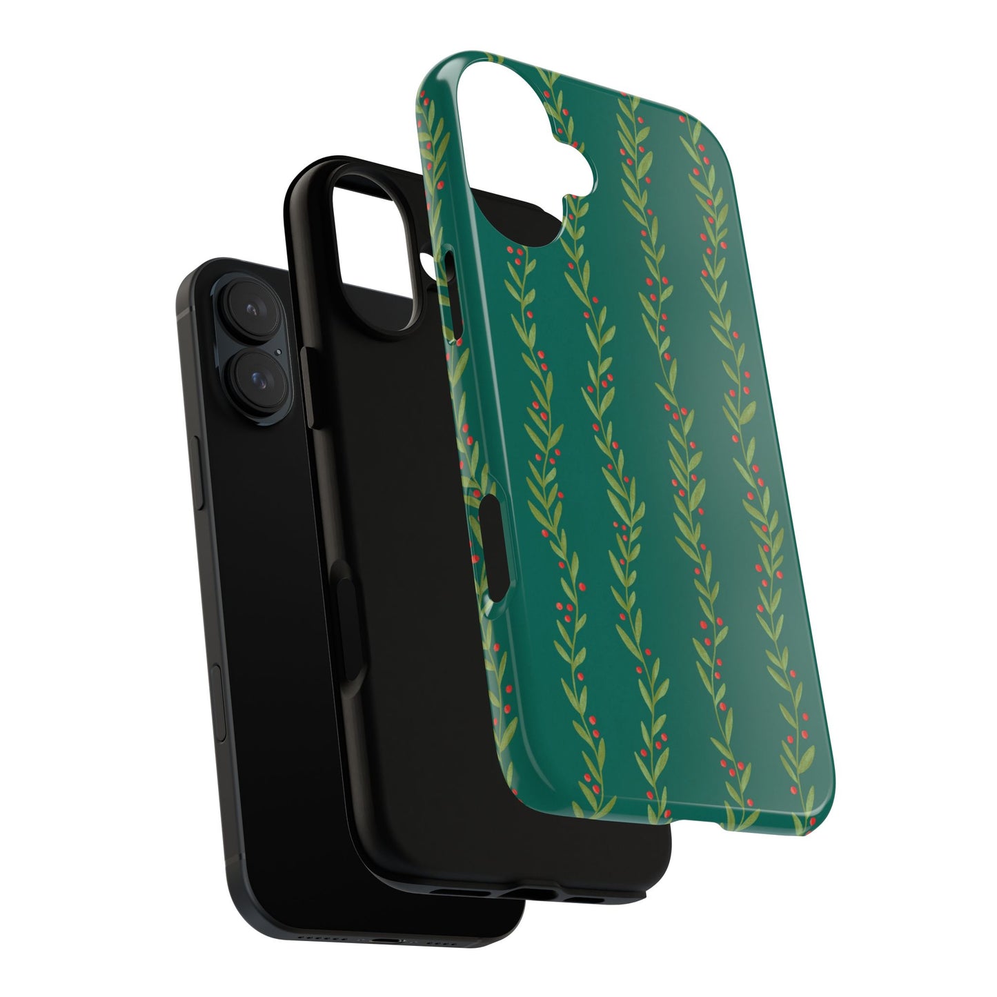 Green Christmas Holly Garland - iPhone Case