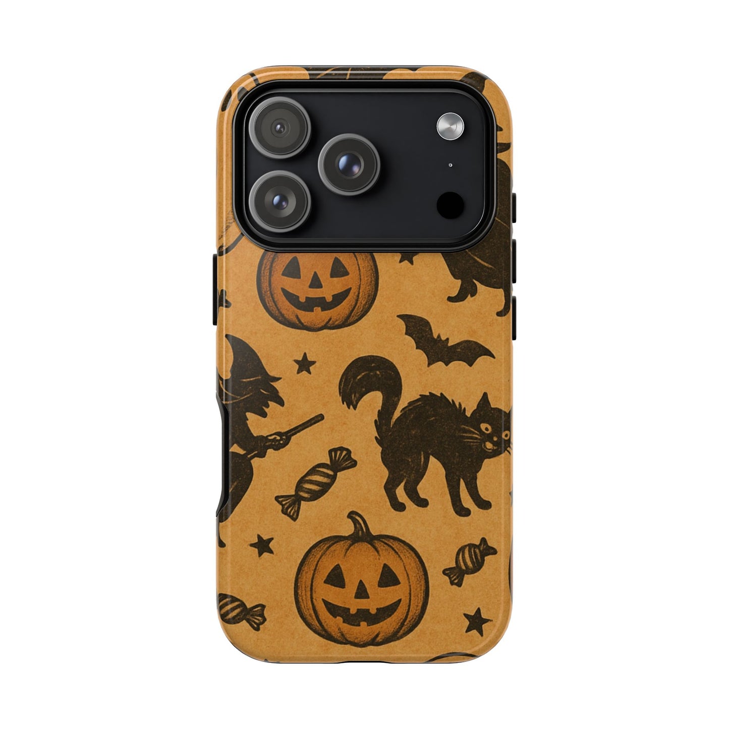 Vintage Halloween Doodles - Orange - iPhone Case