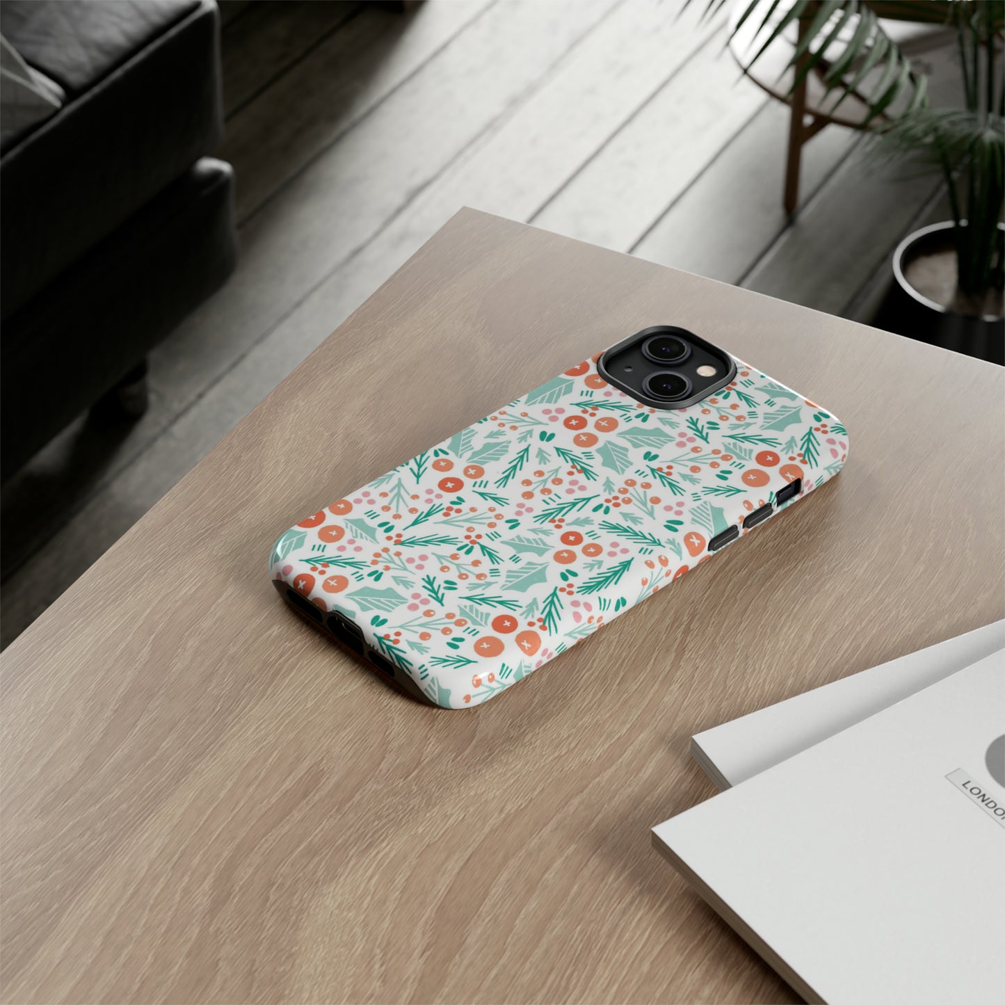 Christmas Boho Holly Pattern - iPhone Case