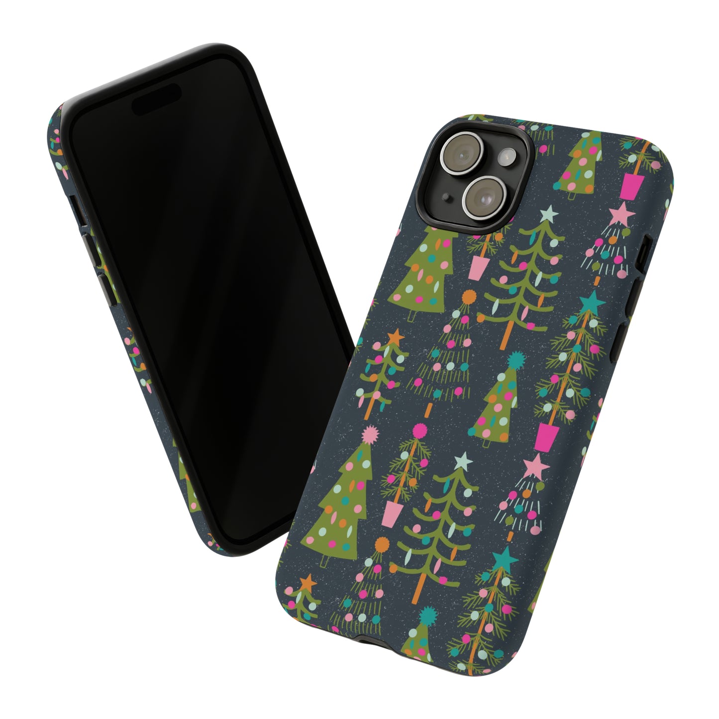 Blue Christmas Tree Pattern - iPhone Case
