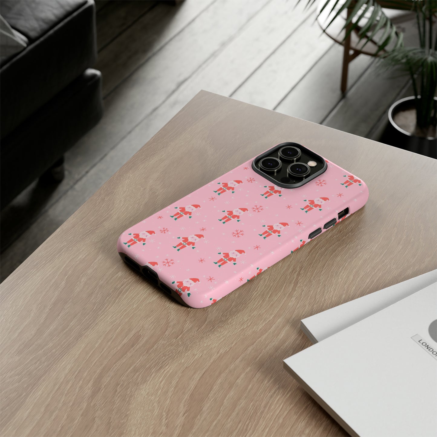 Pink Santa Pattern - iPhone Case