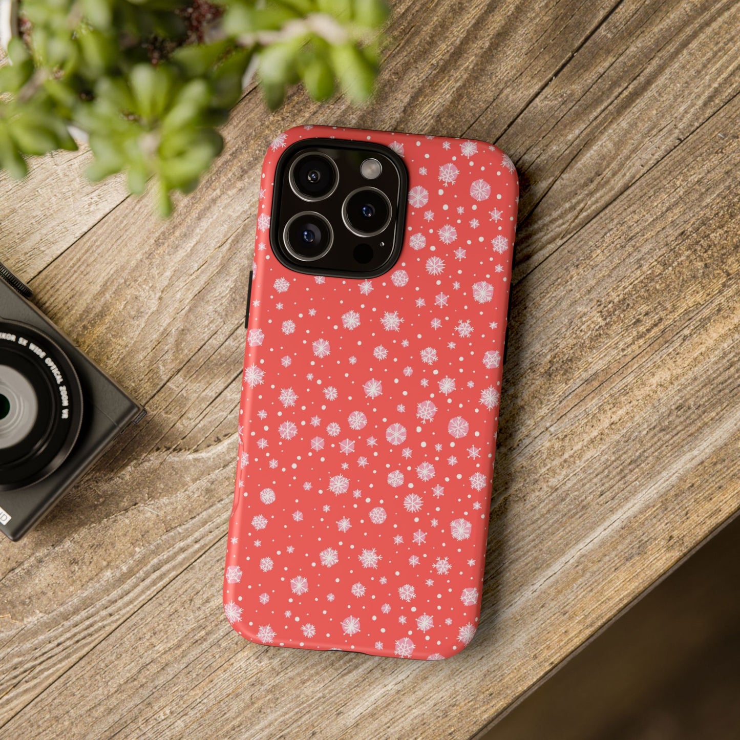 Winter Christmas Snowflakes Red - iPhone Case