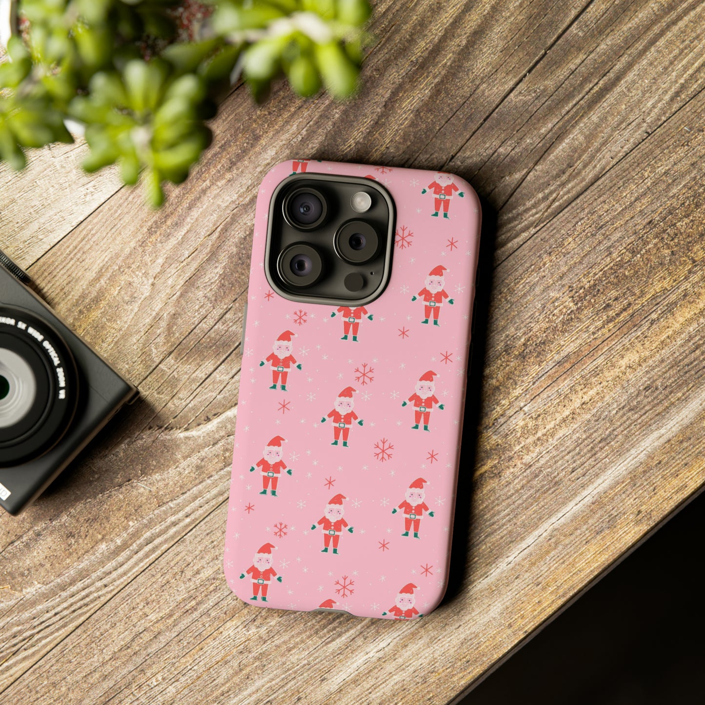 Pink Santa Pattern - iPhone Case