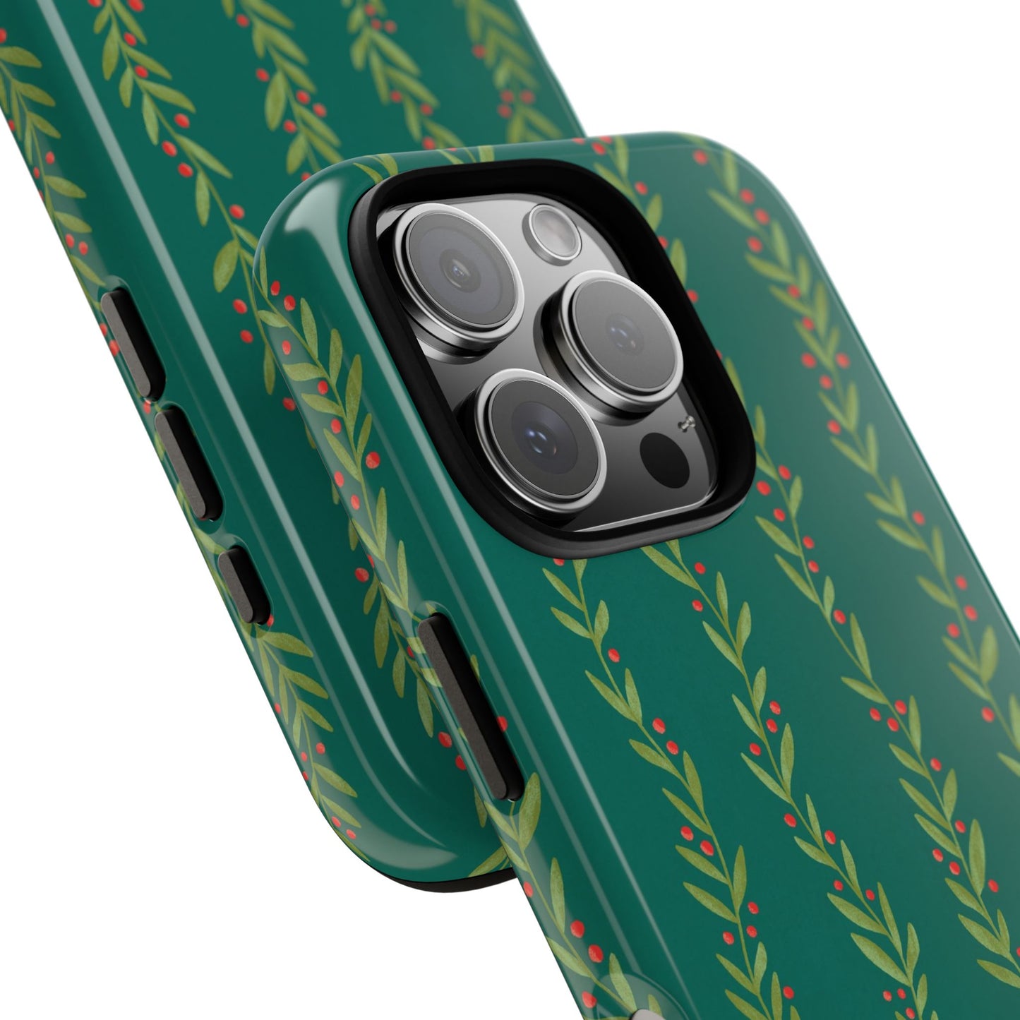 Green Christmas Holly Garland - iPhone Case
