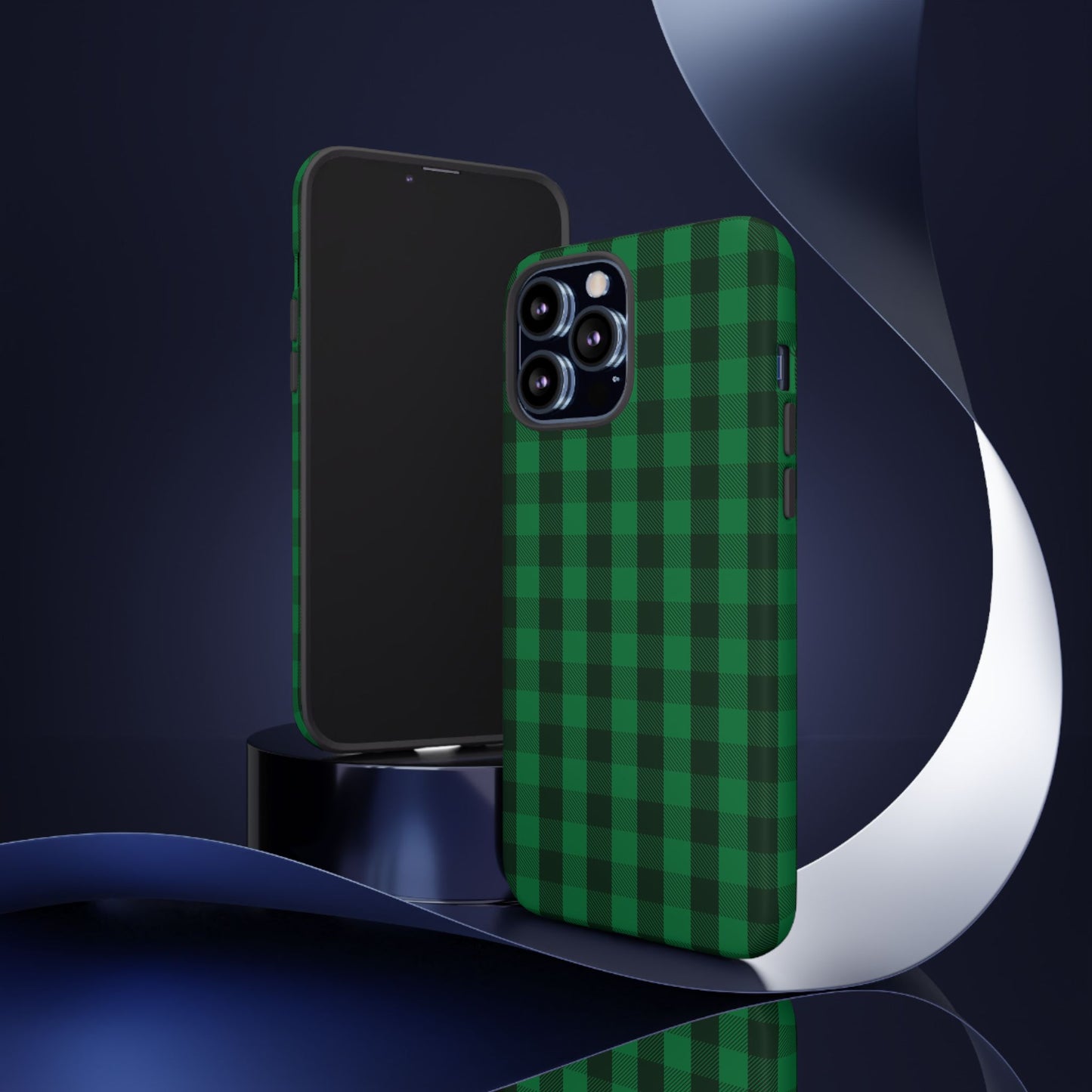 Dark Green Christmas Gingham - iPhone Case