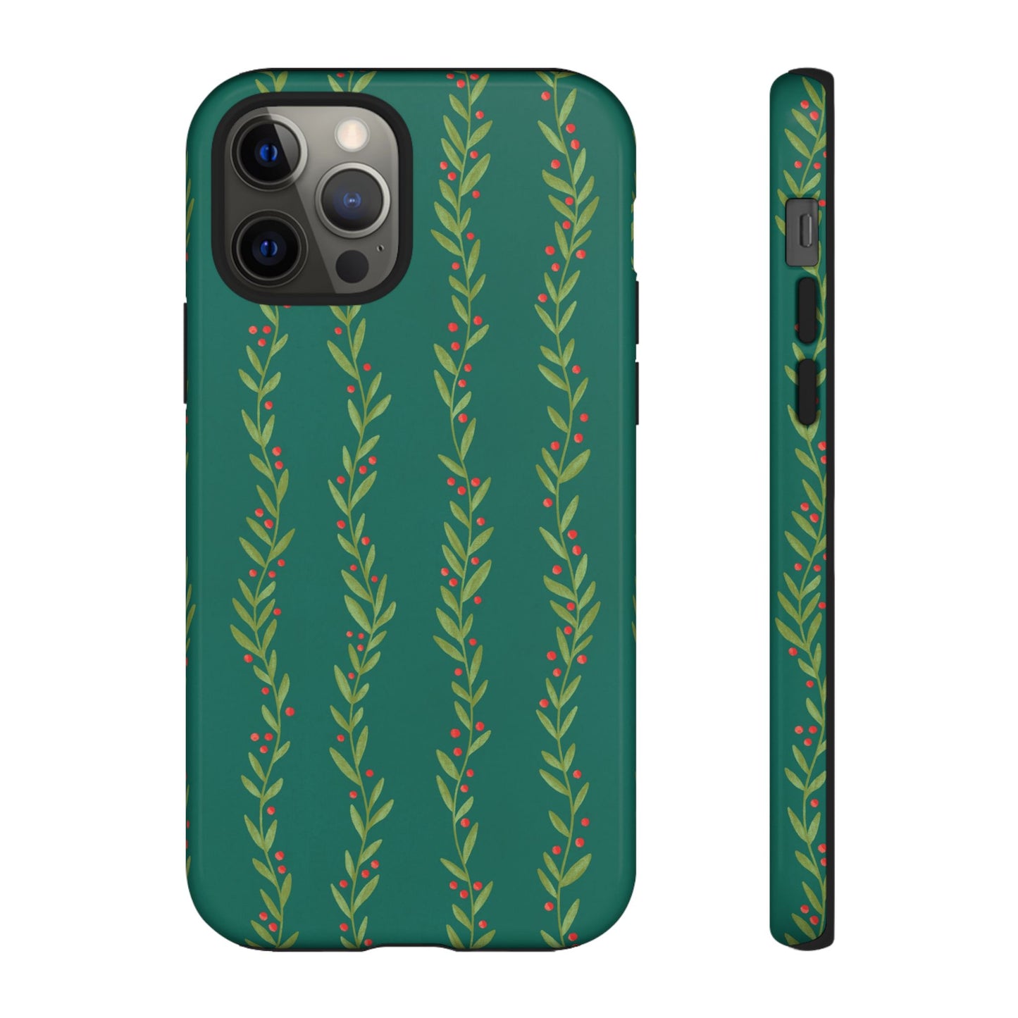 Green Christmas Holly Garland - iPhone Case