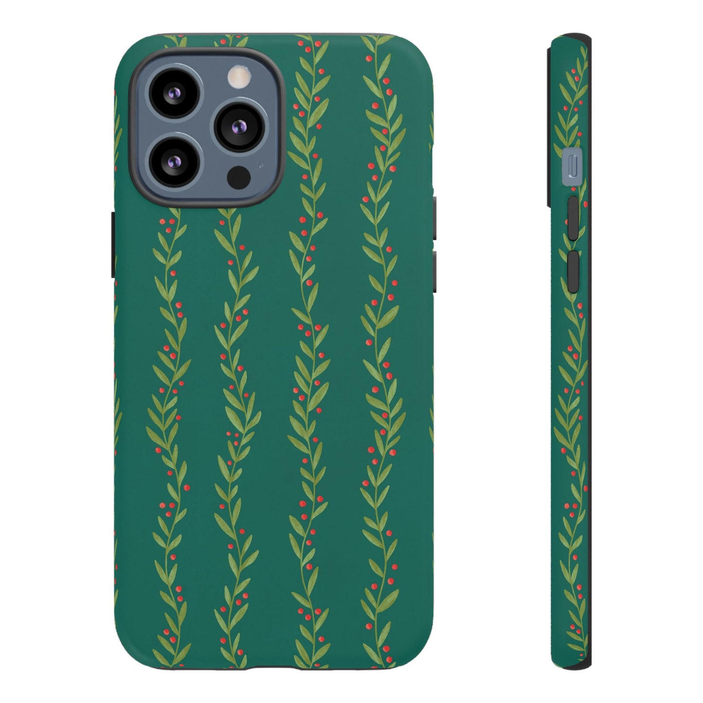 Green Christmas Holly Garland - iPhone Case