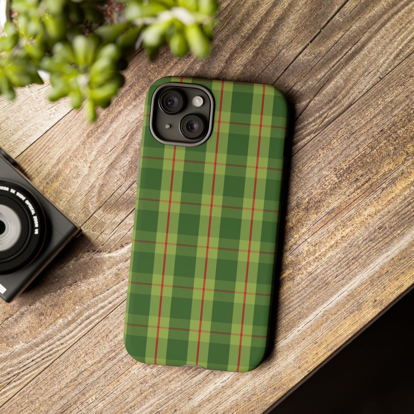 Green and Red Christmas Plaid Pattern - iPhone Case