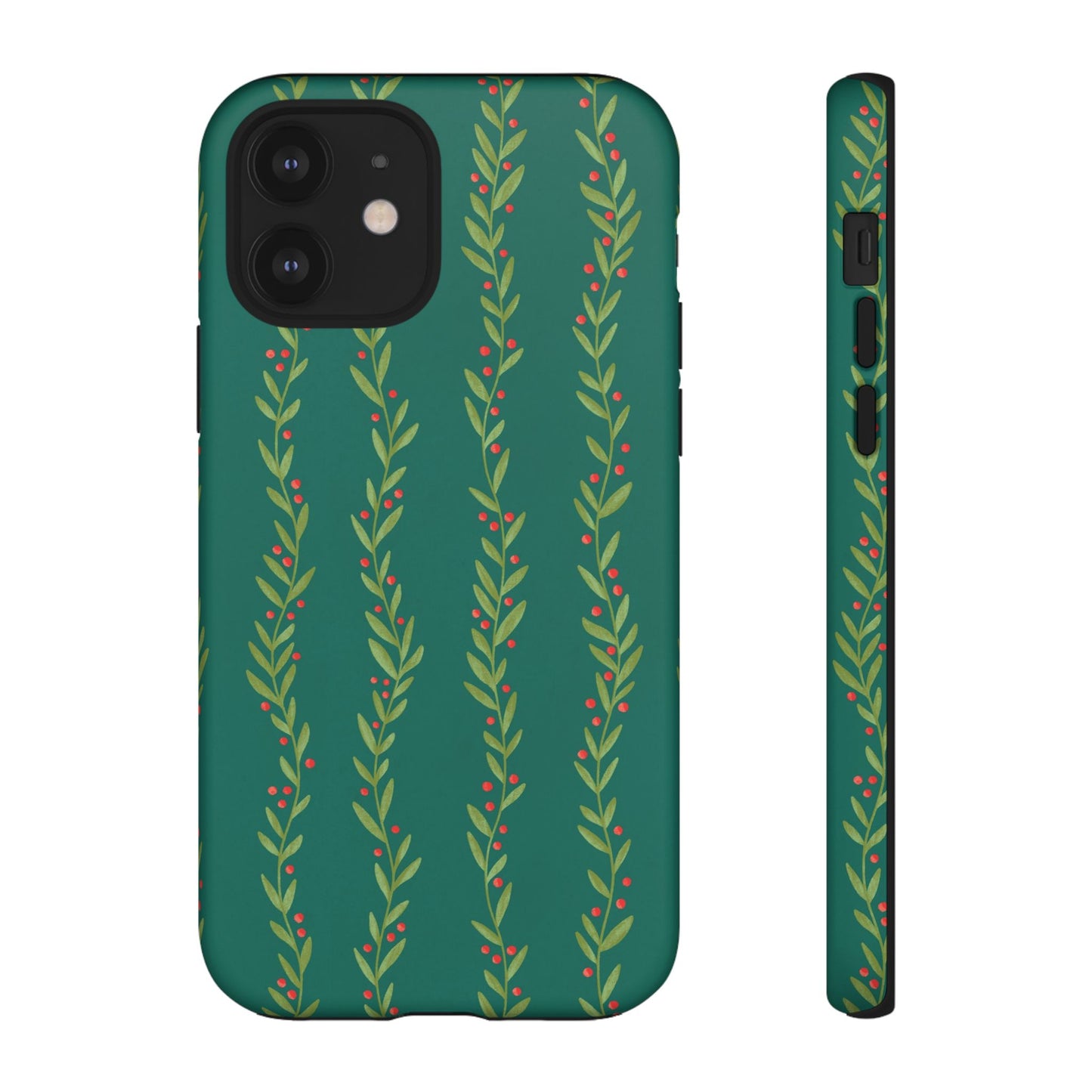 Green Christmas Holly Garland - iPhone Case
