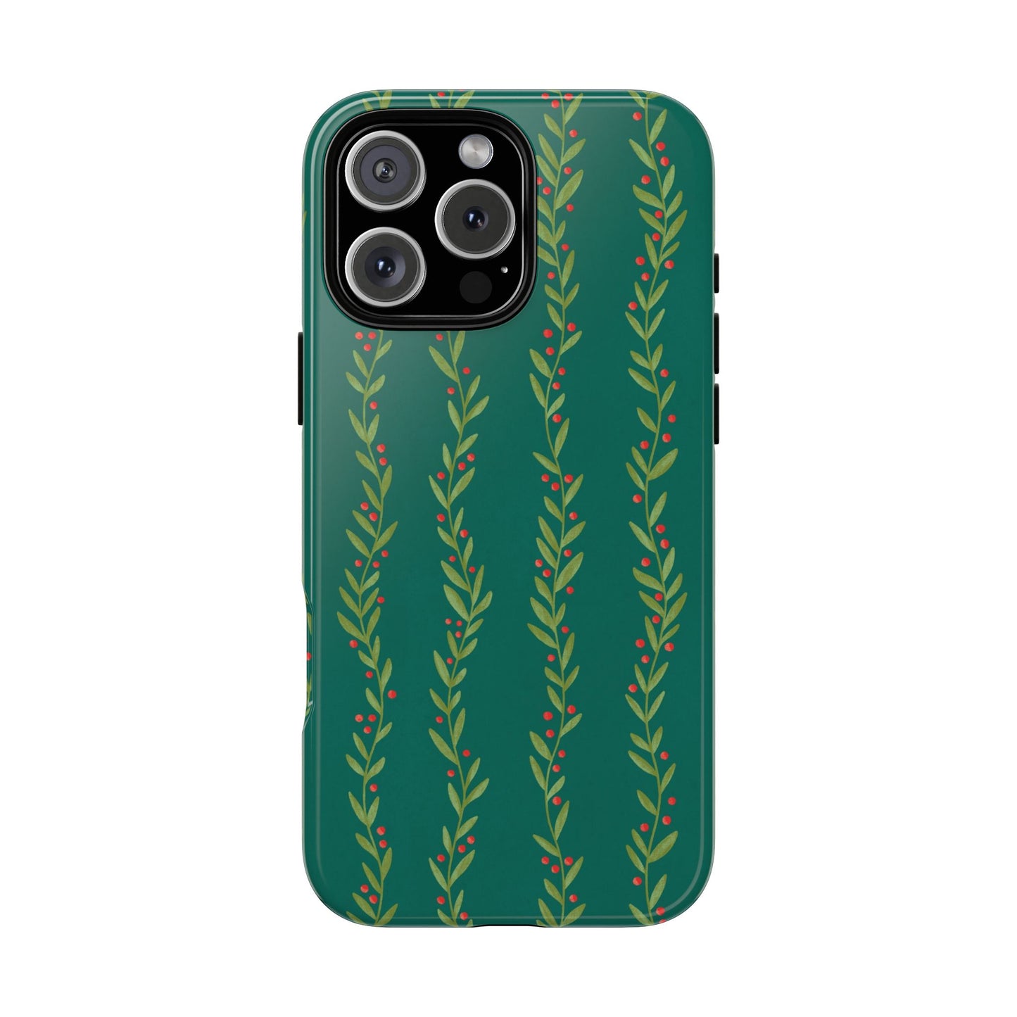 Green Christmas Holly Garland - iPhone Case