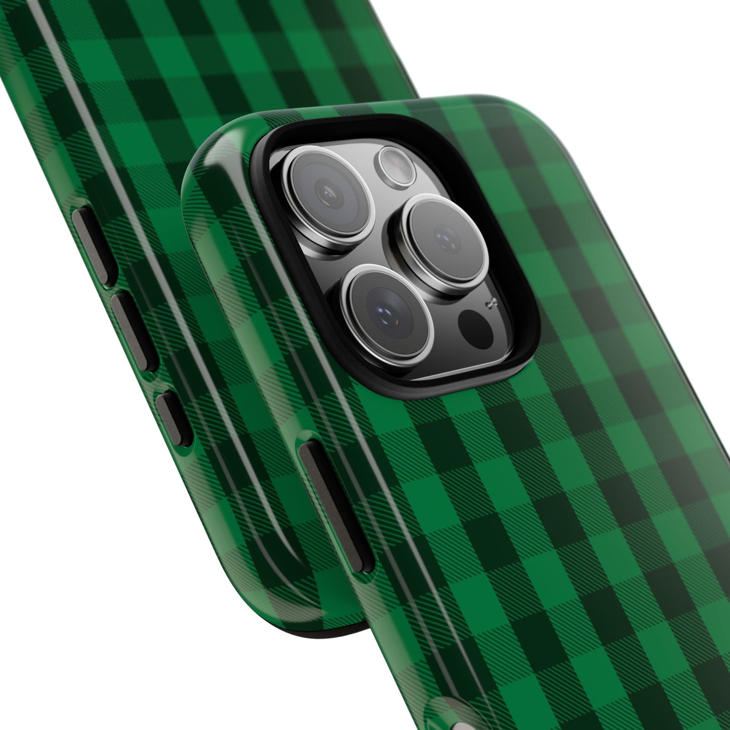 Dark Green Christmas Gingham - iPhone Case